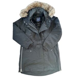 MADEWELL Black Side-Zip Field Parka Womens Small Removable Faux Fur Liner E1254